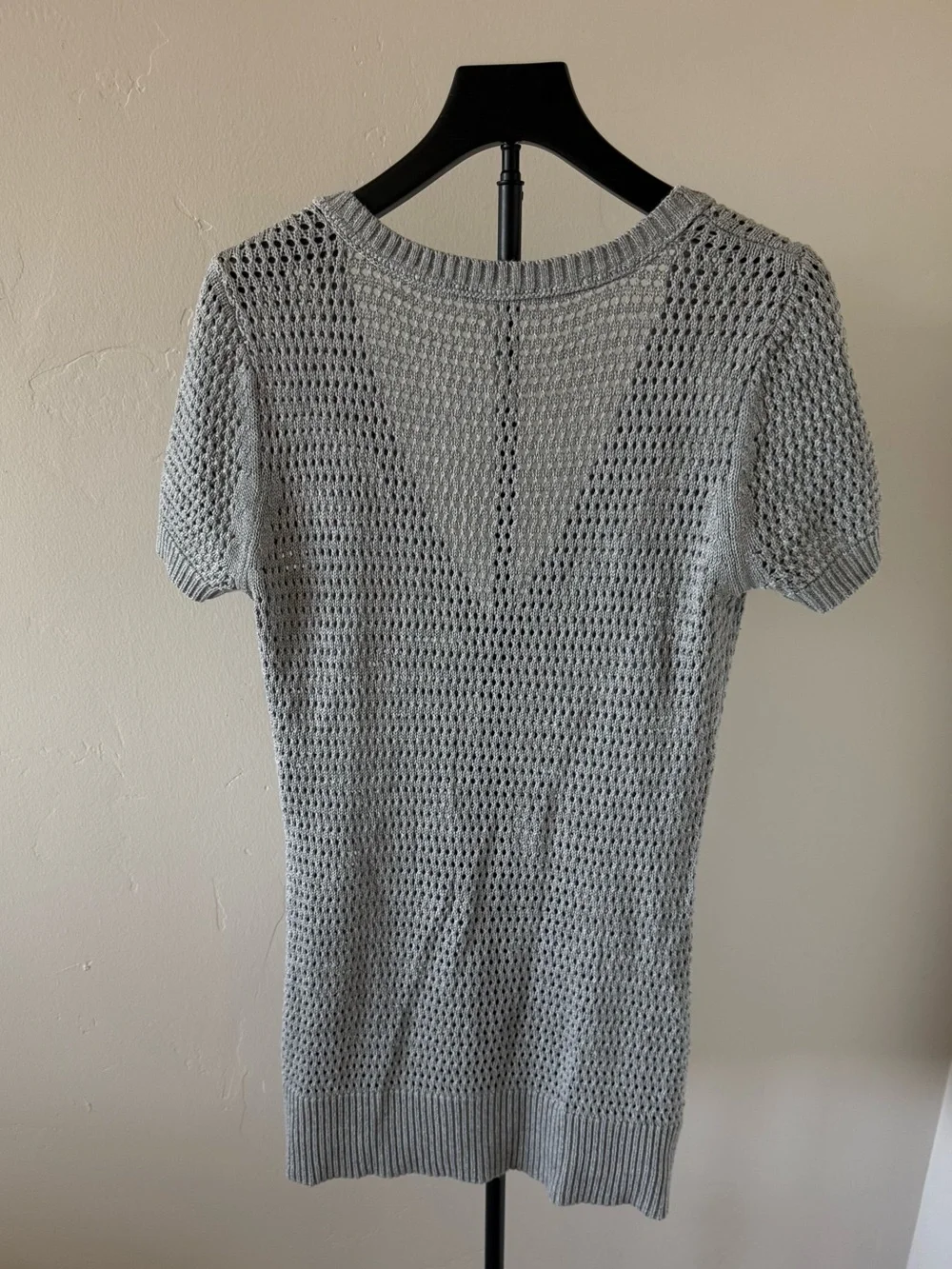 Y2K Aeropostale Light Gray Open Weave Sweater Top size L